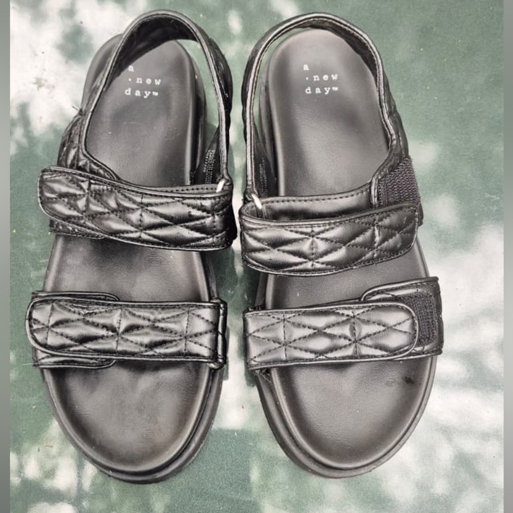 A New Day Black Quilted Sandals